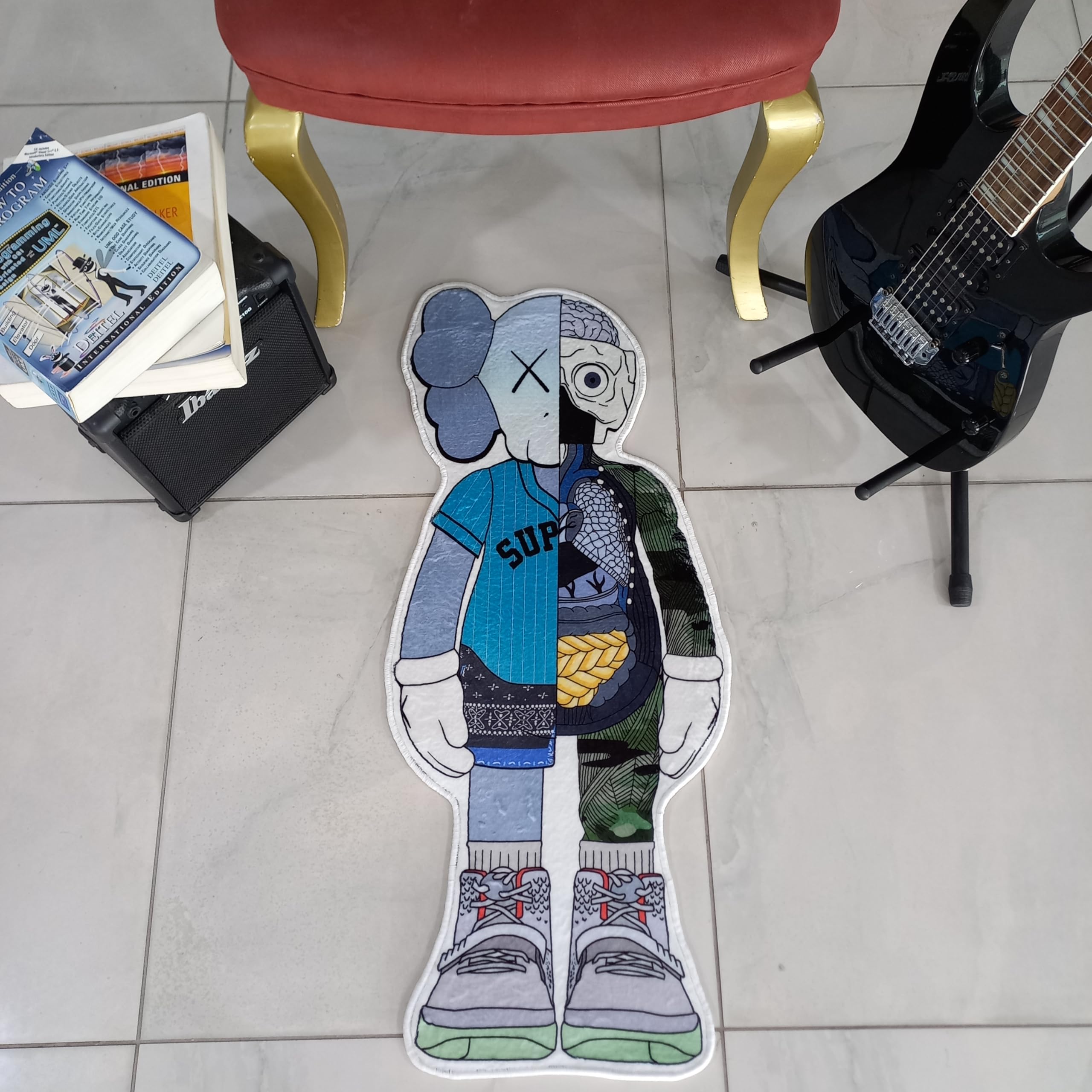 Sneaker Rug Popular Hypebeast Room Decor Unique Design Sneakerhead Carpet Nonslip Backing Street Art Mat Machine Washable Cool Rug Plush Surface 1.3x3 ft