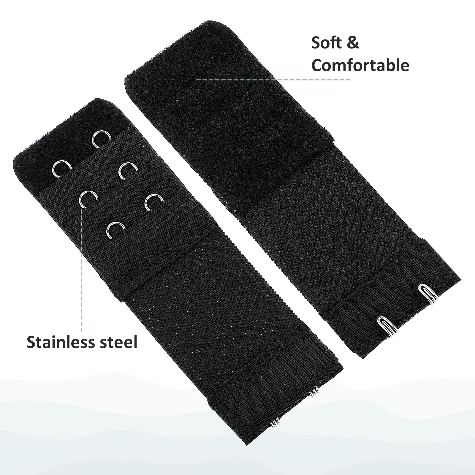 Piriuuo 4 Stück BH Verlängerung, 9,7 x 3,2 cm Damen BH-Verlängerer BH Erweiterung 2 Haken 3 Reihen Elastische Unterwäsche Verlängerungsschnalle Weiches Polyester BH Verschluss Verlängerung