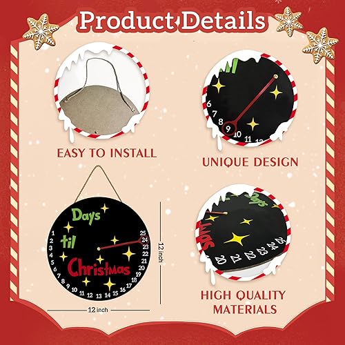 Miniatura 2 de Decoraciones de Navidad, letrero de bienvenida, calendario de Adviento de cuenta regresiva de Navidad, calendario de cuenta regresiva decorativo de