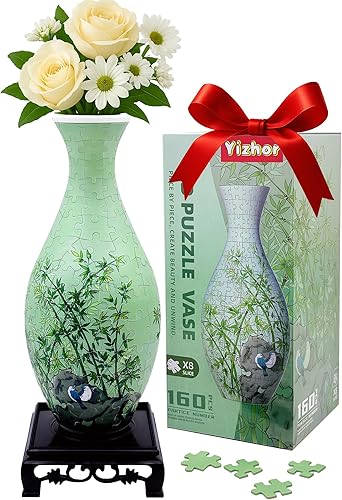 Jarrón de rompecabezas 3D, 160 piezas curvas, kit de manualidades de jarrón de flores y rompecabezas 3D para adultos, proyecto de arte creativo para