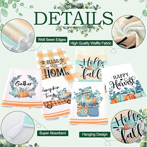 Miniatura 10 de Kajaia 6 toallas de cocina florales de primavera, tarro de albañil, toallas de mano florales de temporada de 15.8 x 23.6 pulgadas, paños de cocina a