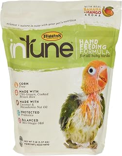 Higgins Intune Natural Hand-Feeding Baby Bird Food Formula 5lb - Probiotics, DHA Omega-3, Fruit Flavor for Healthy Chicks