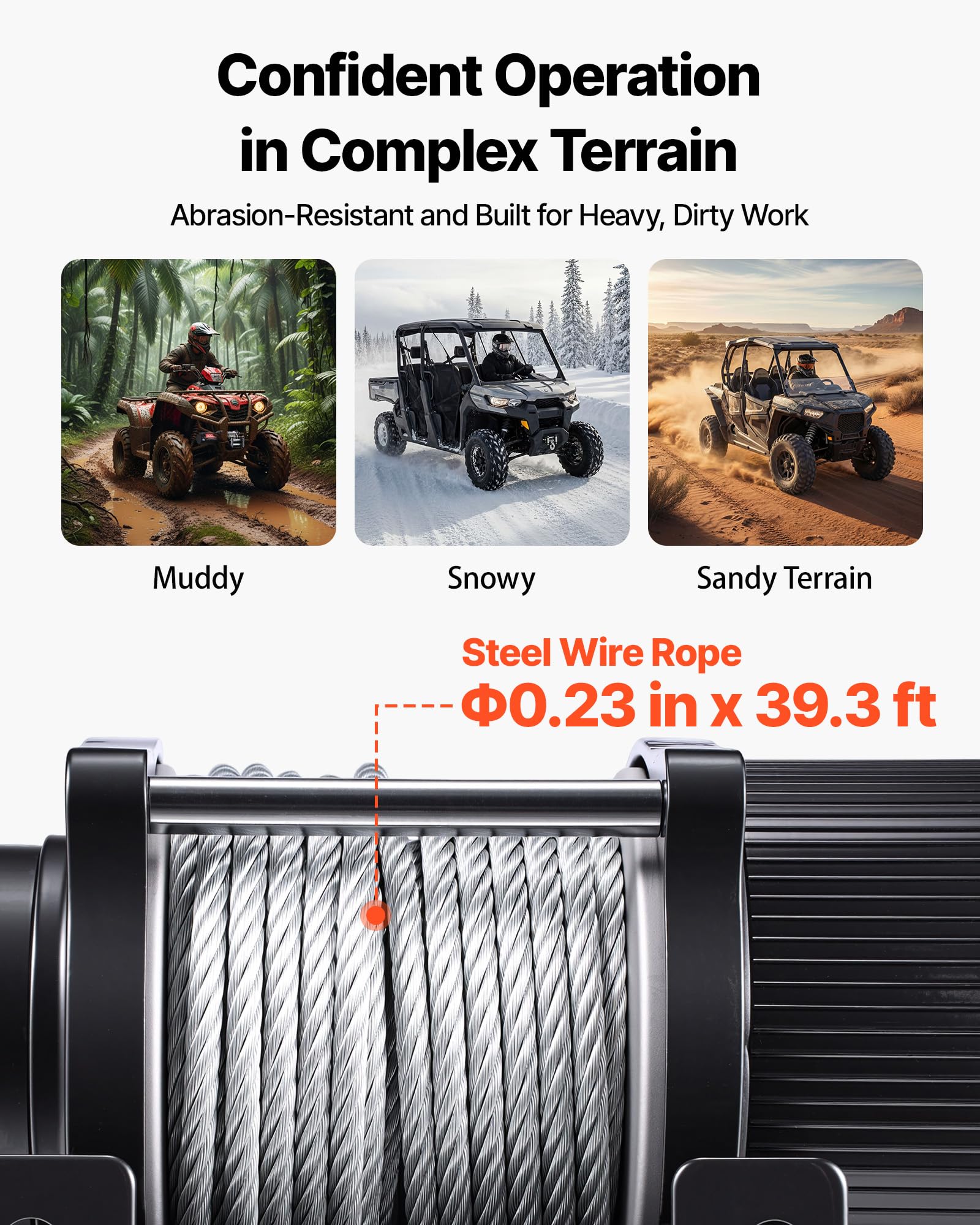 VEVOR Verricello Elettrico con Cavo da 2041 kg, Verricello Elettrico da 12 V CC per ATV/UTV con Cavo in Acciaio Ø 6 mm x 12 m, Telecomando Wireless e Cablato, Protezione IP54, per Recupero Stradale