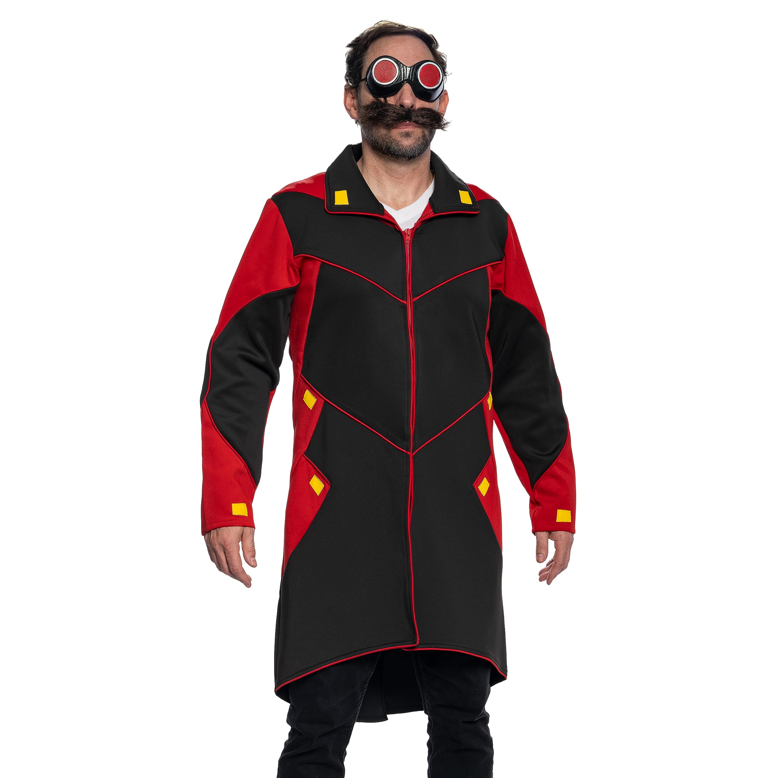 Dr. Egg Robot Man Jacket Tailcoat Suit Glasses and Mustache Video Game Villain Complete Set Halloween Costume Cosplay