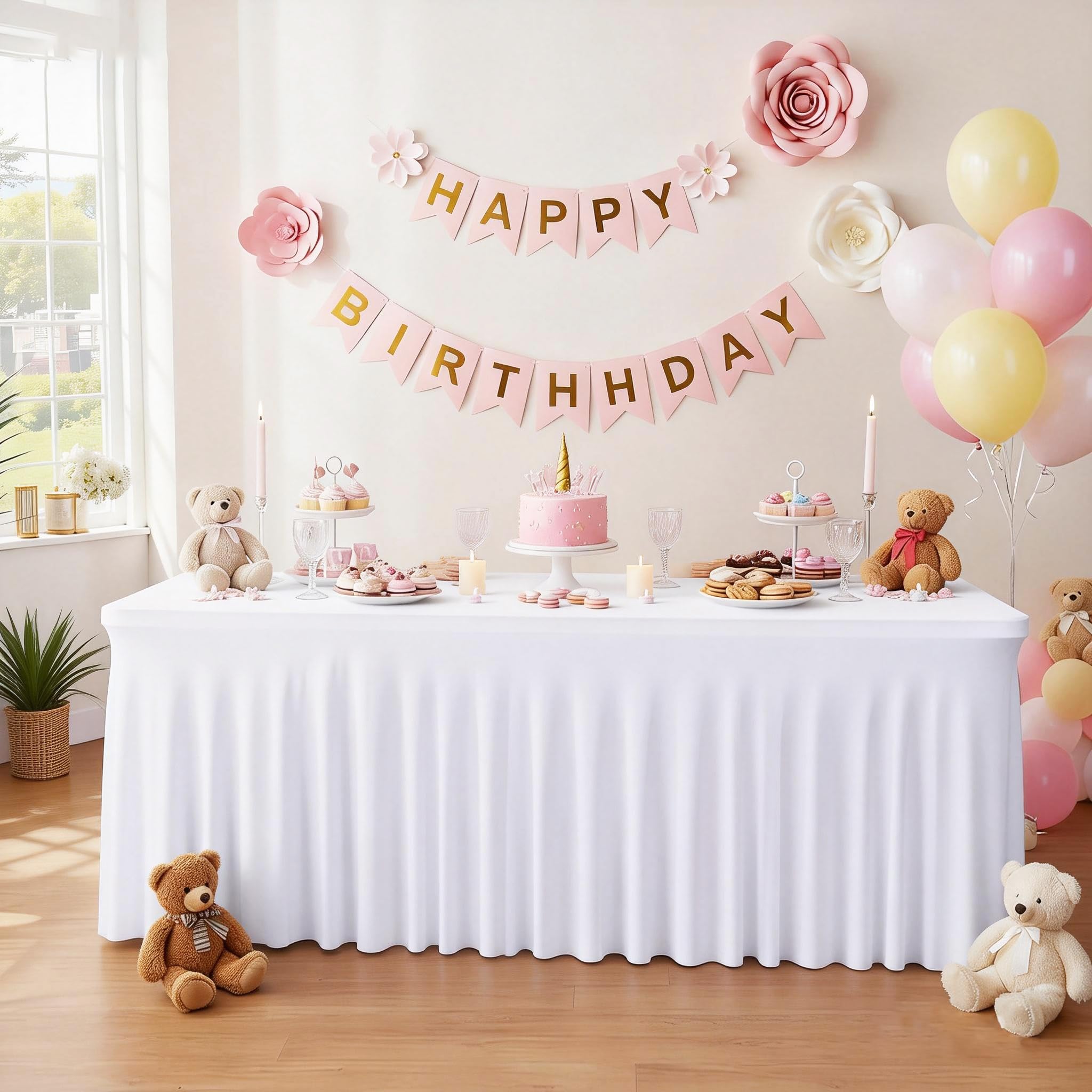 Paquete de 6 manteles de elastano elástico, de una sola pieza, resistentes a las arrugas, para mesas rectangulares de 6 pies, manteles negros para eventos, banquetes, bodas, fiestas de cumpleaños