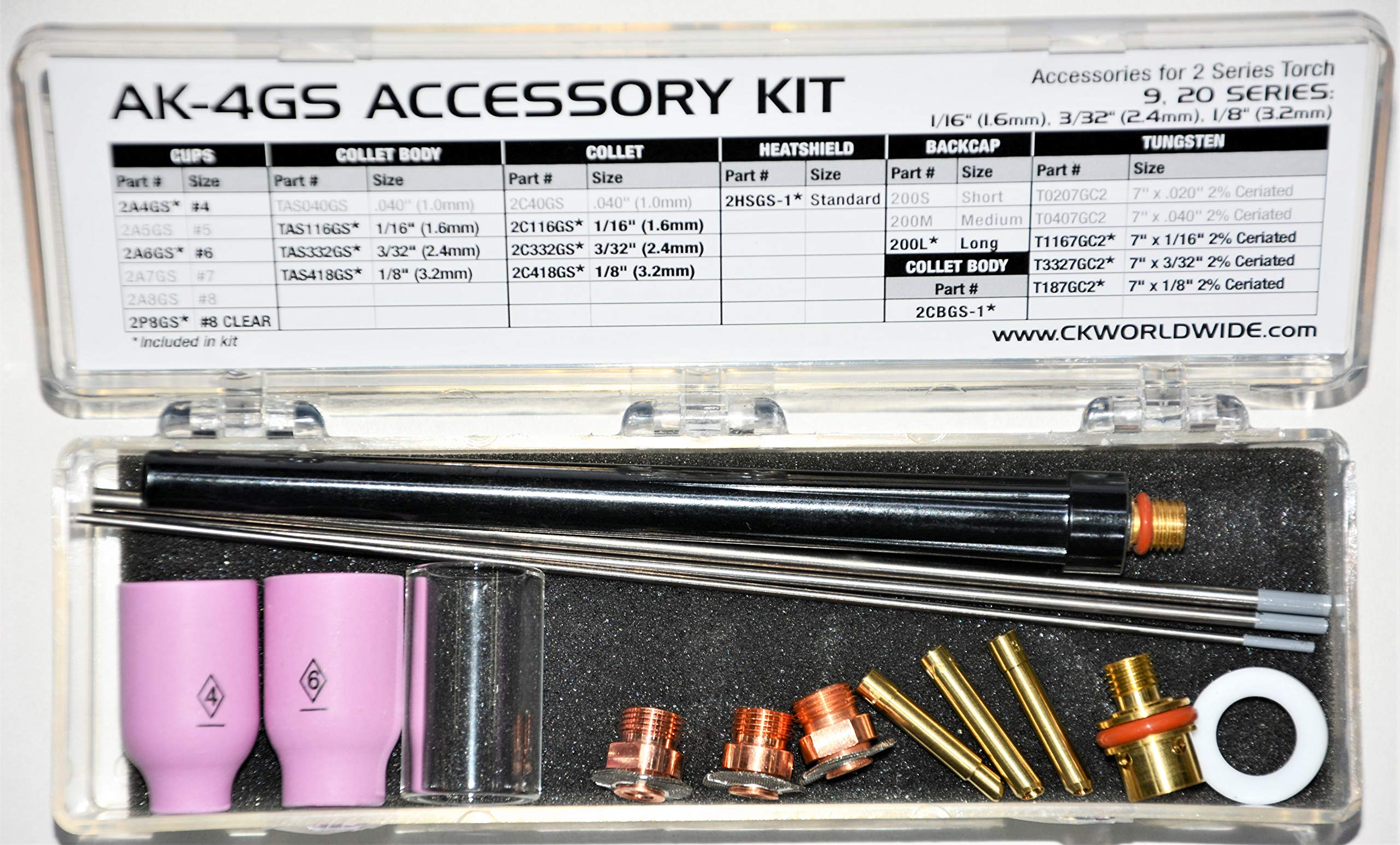 CK AK-4GS Accessory Kit 2 Series Gas Saver (1/16, 3/32, 1/8)