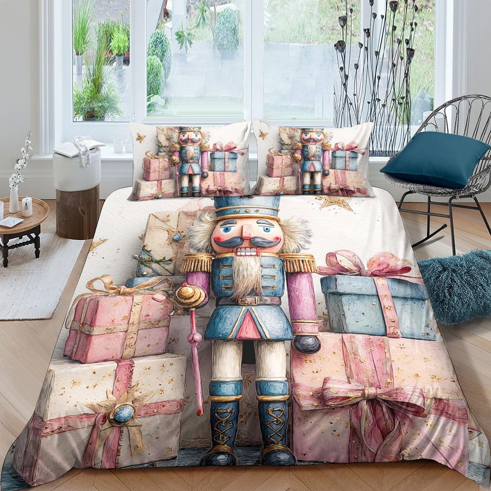 Ctjqhvkz Style-3 3D Printed Nutcracker Gift Fitted Sheet Microfiber Soft Bed Cover For Bedroom Dorm Decorative Single（135X200cm）