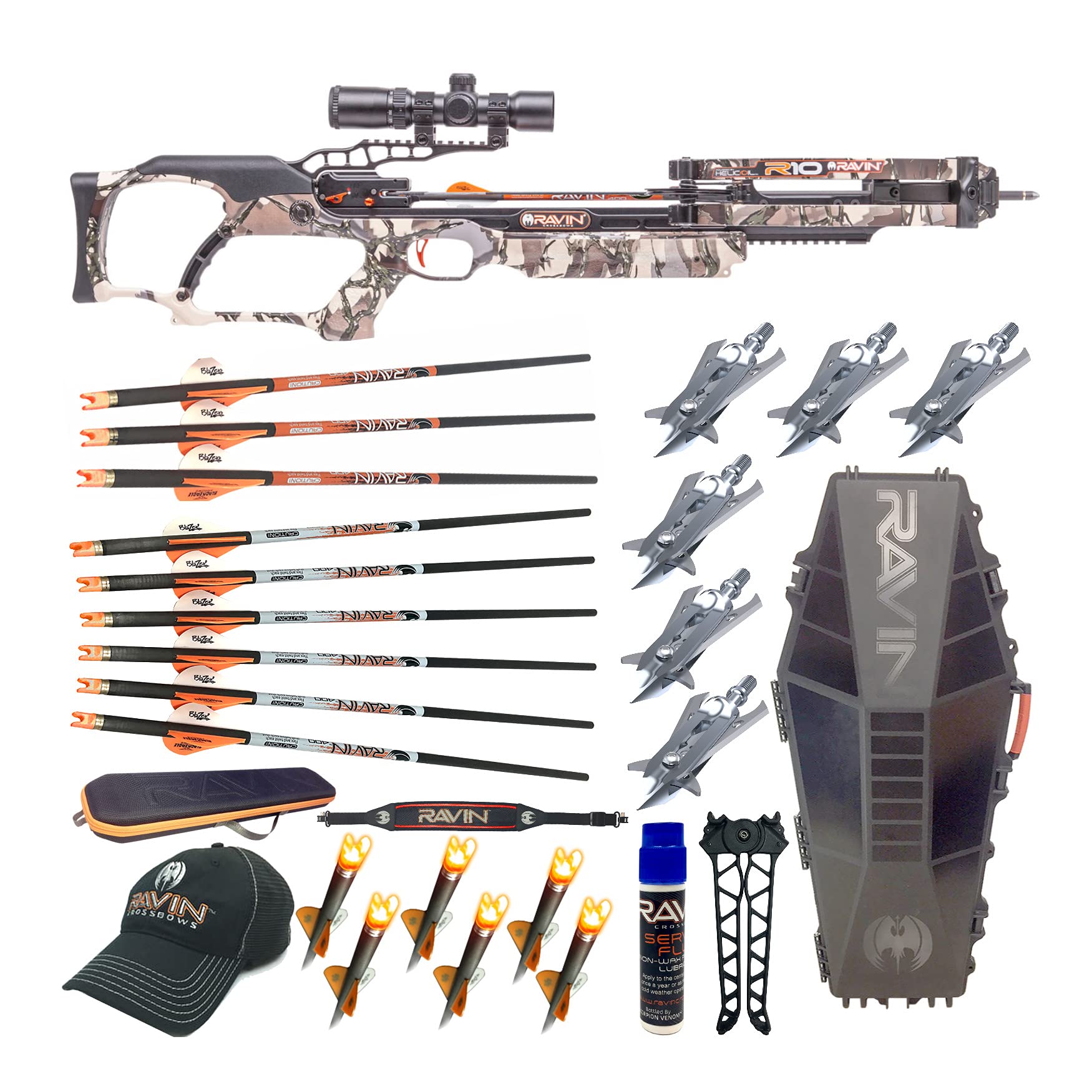 Ravin Crossbows R10 400 FPS Crossbow (Predator Camo), Predator Bundle (12 Items)