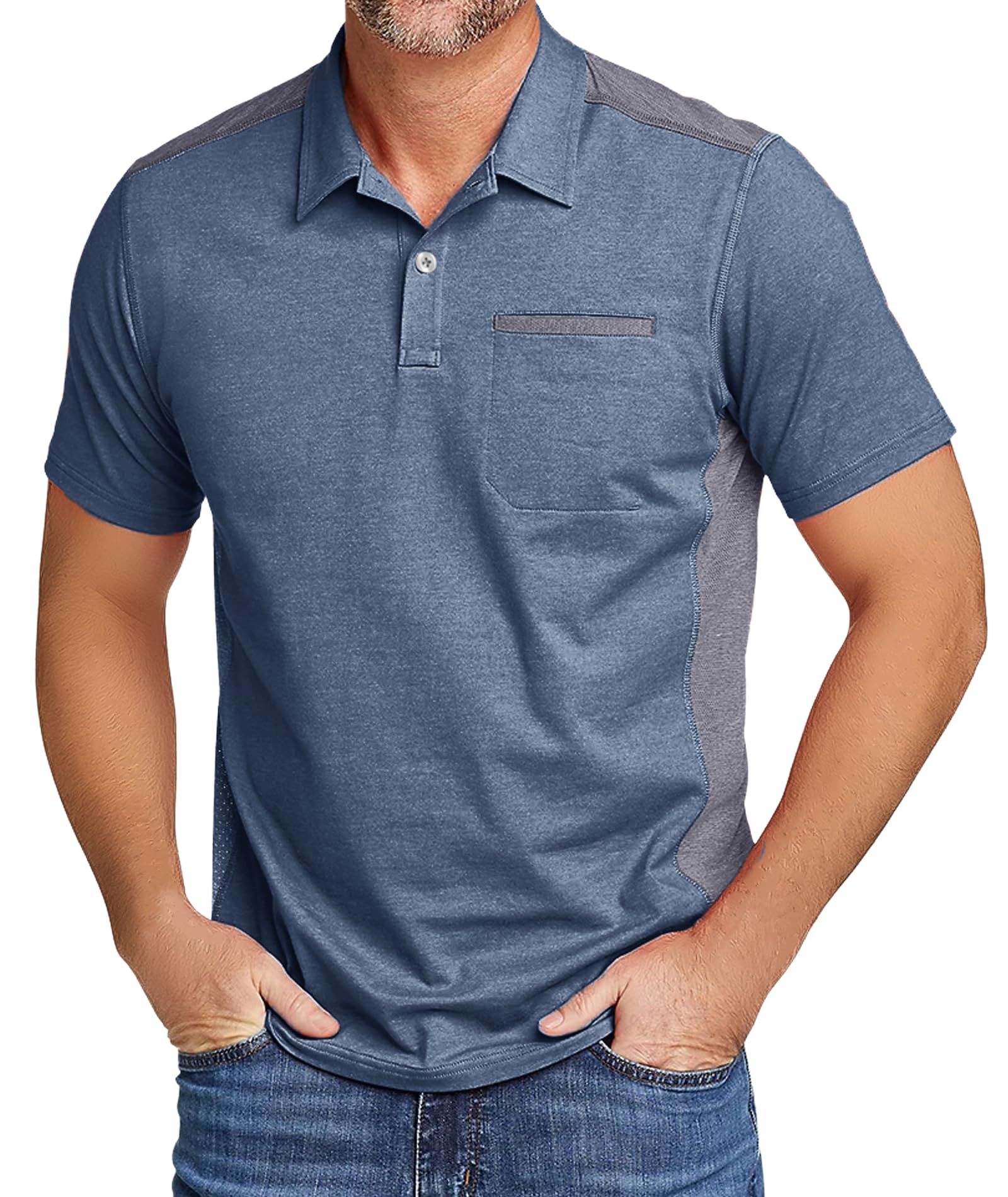  SWISSWELL Men's Lightweight Performance Polo Shirt with Pocket for Golf Summer Casual Mesh
| SWISSWELL Men's Short Slee