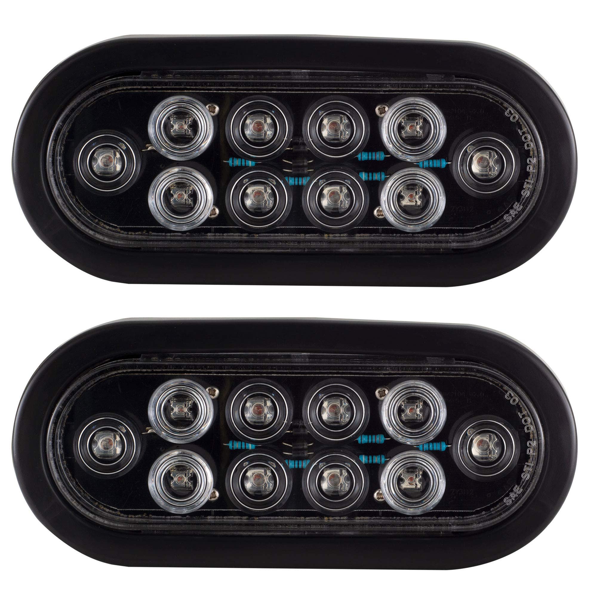 Juego De 2 Luces Traseras Ovaladas LED Para Remolque De Camión, 10 LEDs Rojos, Lente Transparente, Función De Stop, Giro Y Posición, IP67