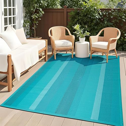 UKISS Outdoor Rug Carpet，Reversible Portable Plastic Straw Camping Rugs， 8' x 10' Waterproof Mat， Large Outdoor Area Rugs for Patio，RV, Picnic, Backyard, Deck, Balcony, Porch, Beach, Green