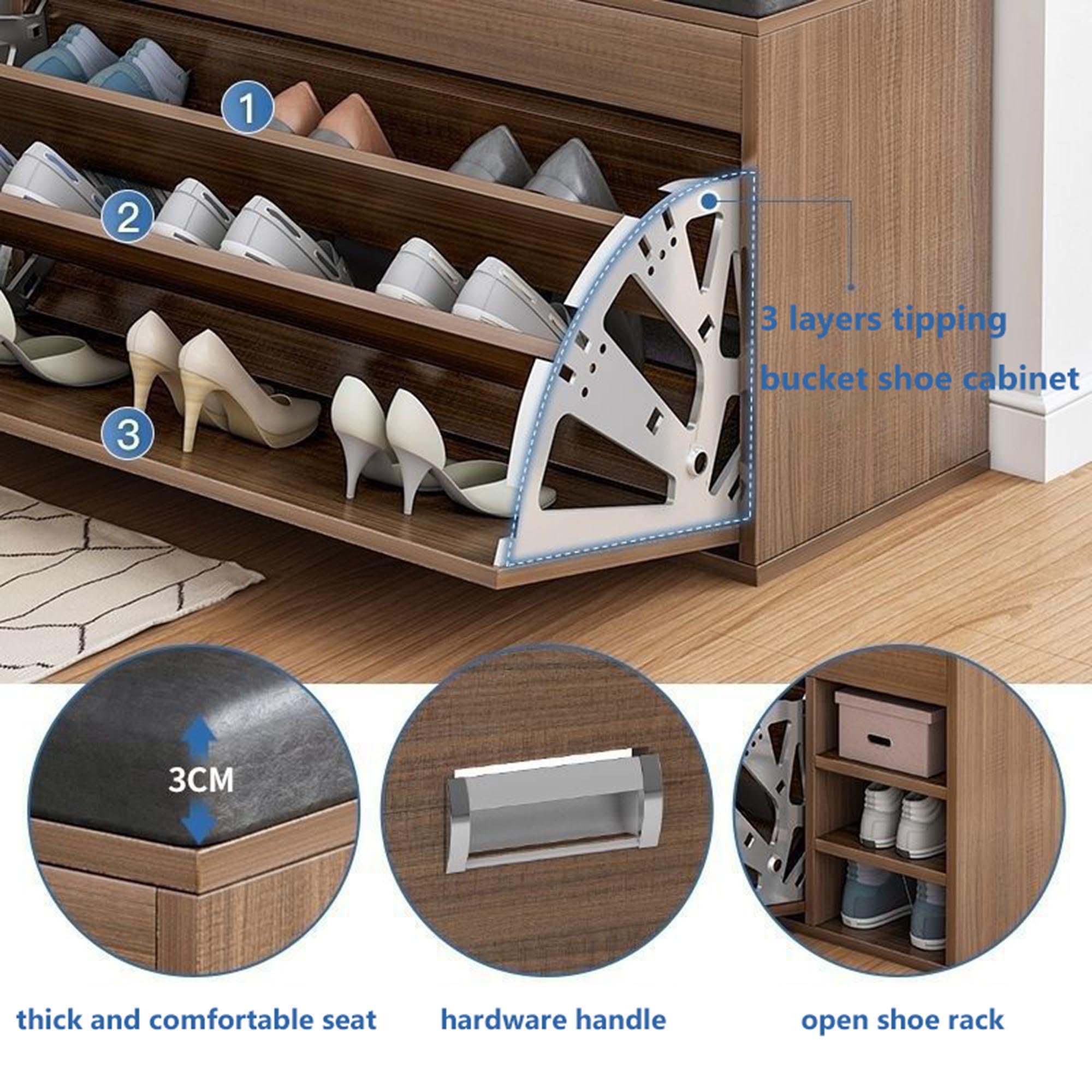 GOPLUS Schoenbank met zitvlak, schoenenkast met opbergruimte en 3 open planken, opbergruimte onder de zitting, schoenenrek, zitbank, schoenenkast, kistbank voor woonkamer, hal, 104 x 30 x 48 cm, wit GOPLUS Schoenbank met zitvlak, schoenenkast met opbergruimte en 3 open planken, opbergruimte onder de zitting, schoenenrek, zitbank, schoenenkast, kistbank voor woonkamer, hal, 104 x 30 x 48 cm, wit
