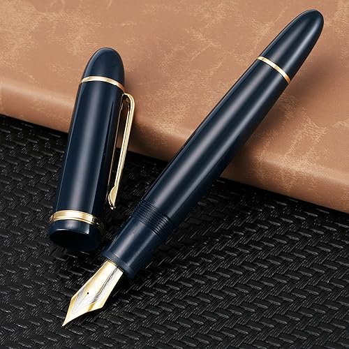 Miniatura 5 de Jinhao X159 - Pluma estilográfica de punta fina, color azul oscuro con clip dorado, acrílico de gran tamaño