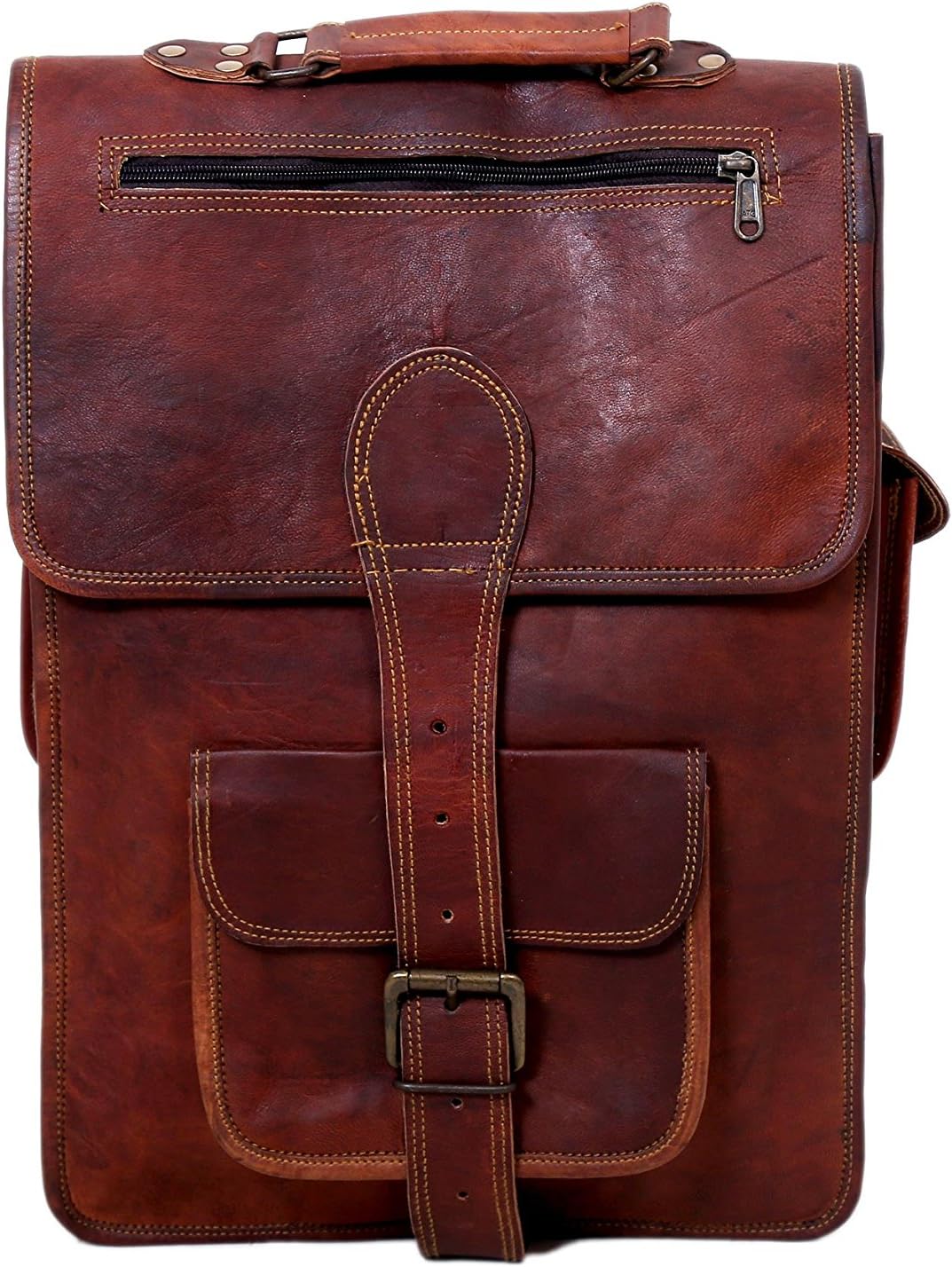 Large Handmade Leather School College Bag Laptop Backpack - Free Surprise Gift