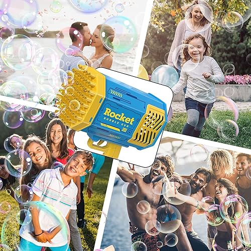 Miniatura 4 de Ba zooka - Pistola de burbujas de 69 agujeros, ametralladora de burbujas de cohete, lanzador de Gatling para adultos y niños, juguetes geniales,