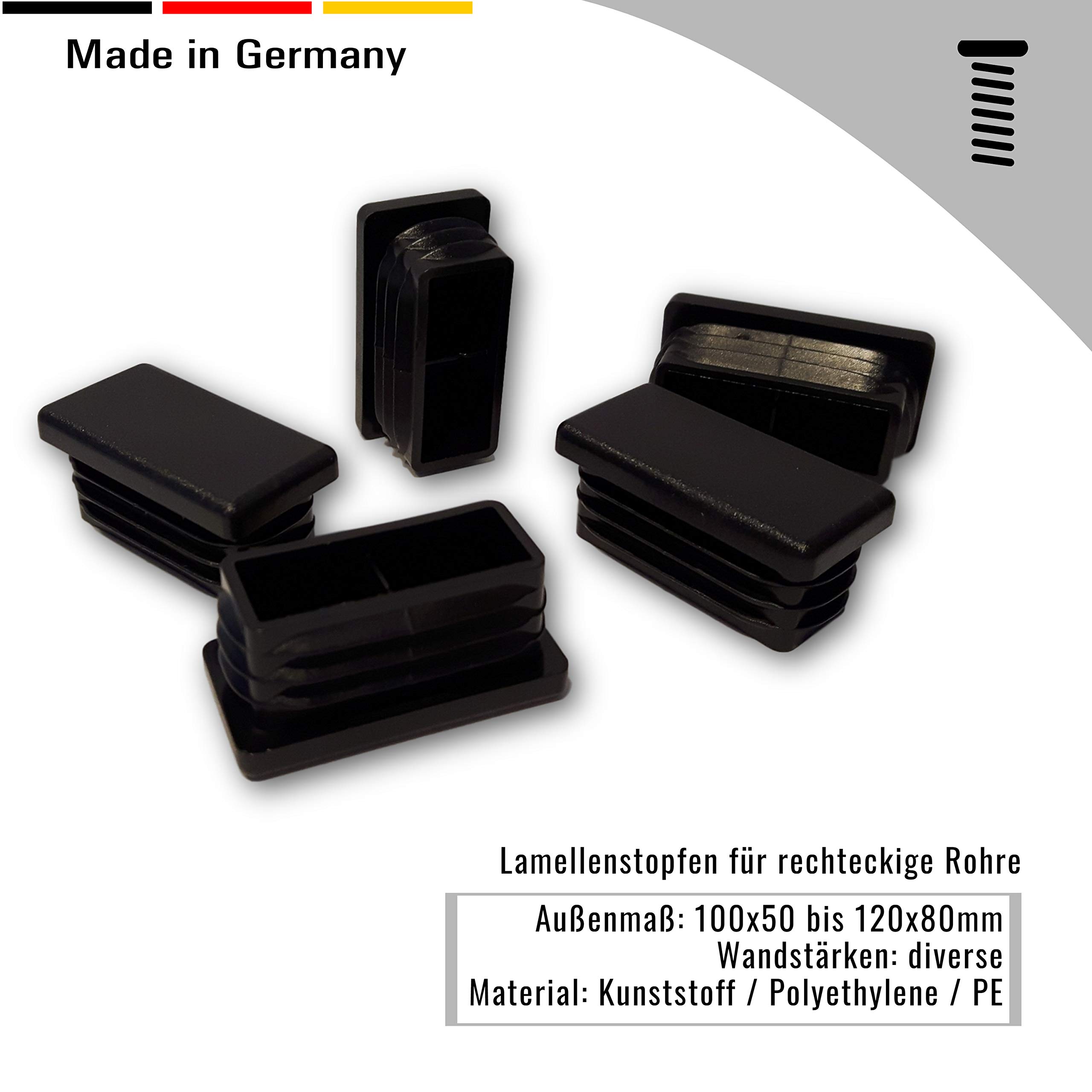 Bouchon Plastique Pour Tube Carré 100x100 Mm Noir 10 Pcs