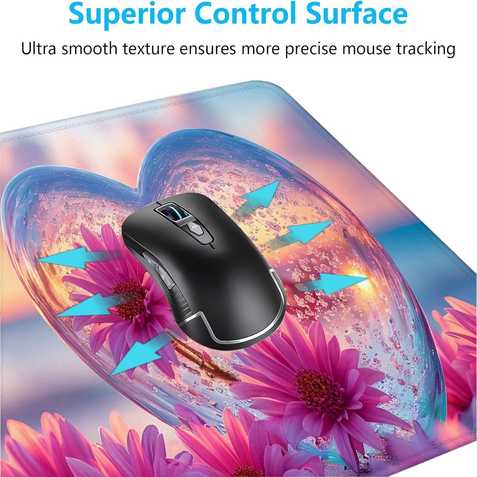 Alfombrilla Ratón XXL 1200 x 400 mm, Mouse Pad Rosa, Alfombrilla Gaming con Motivo Flor, Alfombrilla Escritorio con Bordes Cosidos, Mousepad Antideslizante Impermeable para Oficina y Gaming S-923