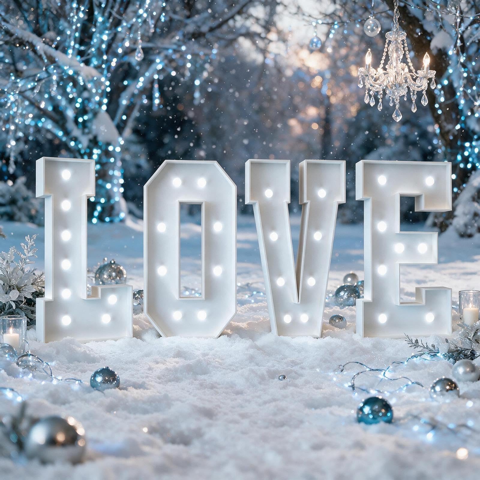 Große Leuchtbuchstaben LOVE Marquee Romantische Hochzeitsdeko | Schaumplatte Vorgecutt, Leichter Aufbau, Kabellos, Leicht, Mehrfach Verwendbar, Verlobung & Jubiläum(Cool white,120cm)