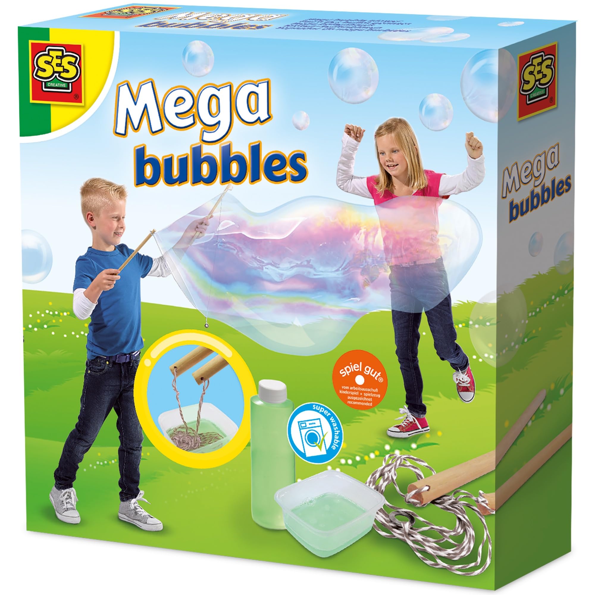 SES 22518 creative 2251 Riesen-Seifenblasen SES Deutschland 02251-Riesenseifenblasen Mega Bubble, bunt, grün
