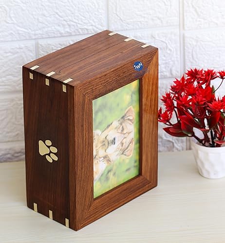 Miniatura 2 de Solid Wood Handicrafts Urnas de cremación para cenizas y cenizas de madera hechas a mano con foto de madera para gatos perros cenizas