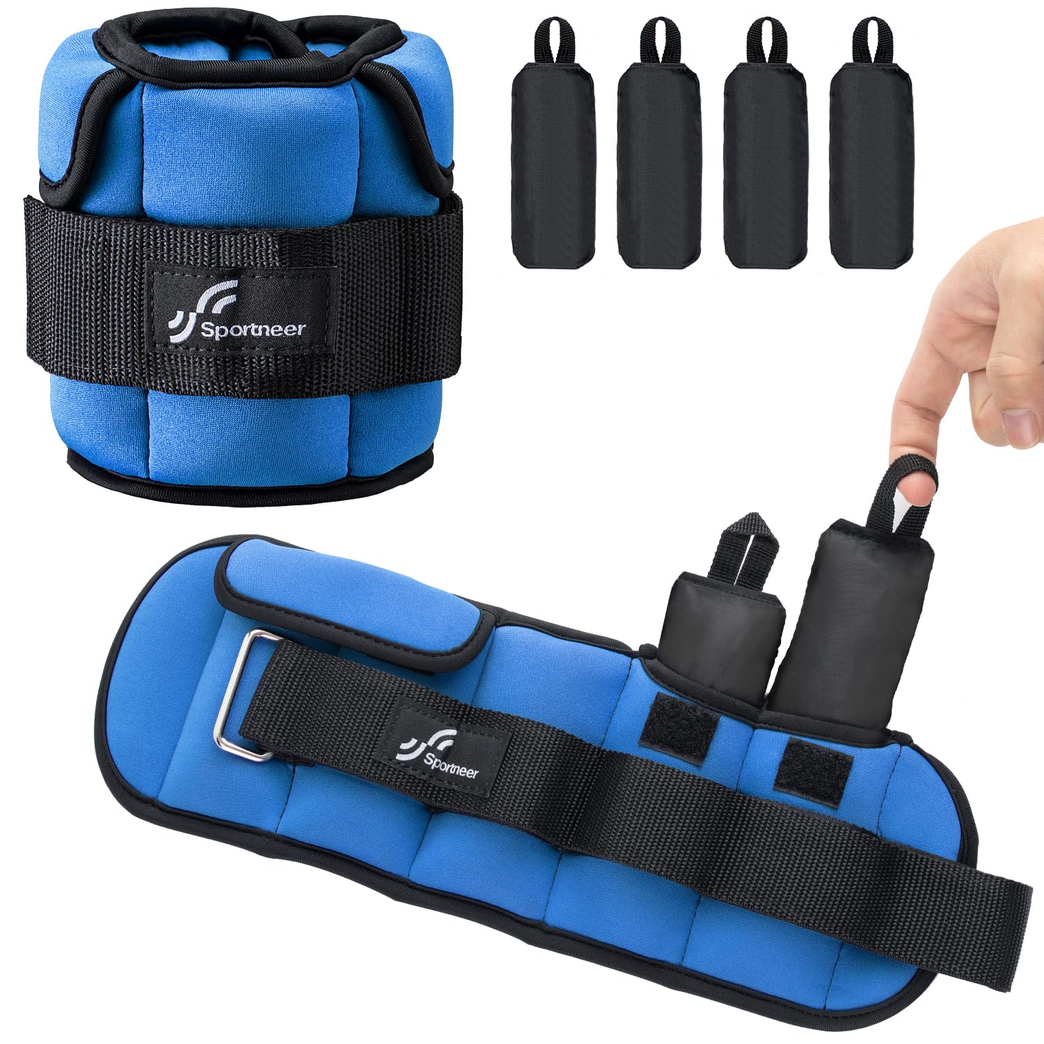 Sportneer Upgrade Adjustable Ankle and Wrist Weights for Women and Men 1-7 lbs / 1-10 lbs Set | Comfortable, Secure Fit for Walking, Running, Fitness, Physical Therapy, Home Gym
