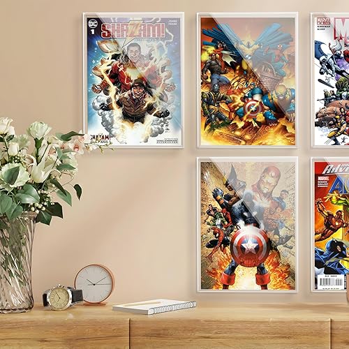 Miniatura 7 de Vitrina transparente para cómics, marco acrílico de cómics para montaje en pared, almacenamiento de cómics coleccionable, pantalla de protección UV,