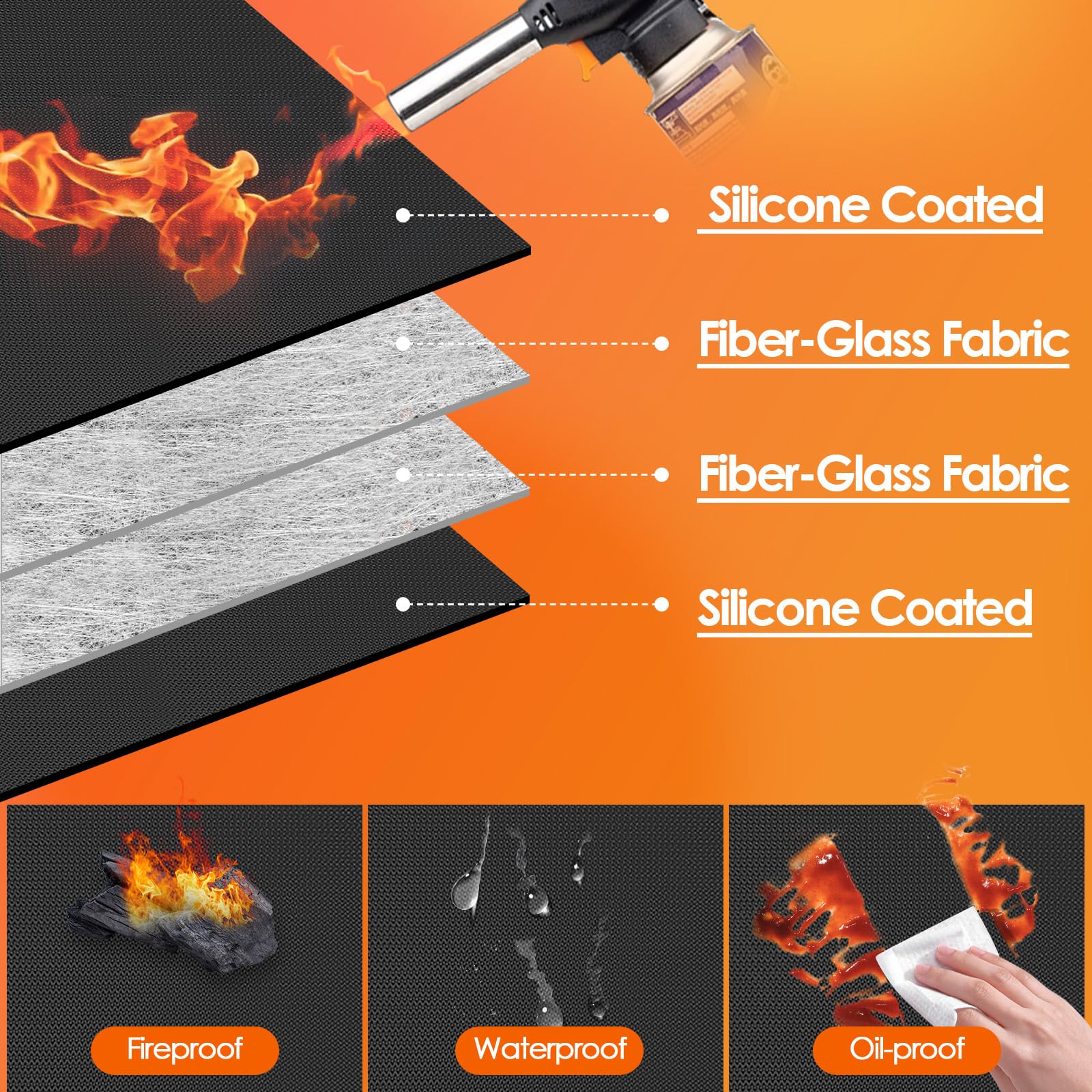 Extra große Grillmatte für den Außenbereich, 228,6 x 121,9 cm, kompatibel mit Blackstone Grills, Holzkohlegrills und Gasgrills, feuerfesten Grillpads und Bodenmatten, schwarz