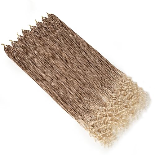 Miniatura 7 de Trenzas de ganchillo de 30 pulgadas con extremos rizados, 8 paquetes de trenzas de ganchillo, trenzas de ganchillo de pelo preanudado T1B 30 613