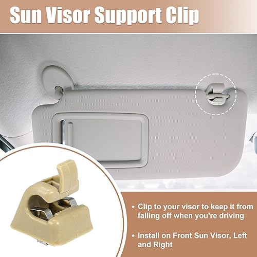 Miniatura 3 de uxcell 2 unids parasol soporte clip retenedor para Mercedes-Benz W201 190 Clase 1982-1993 No.A12681000128412 parasol soporte plástico beige anti