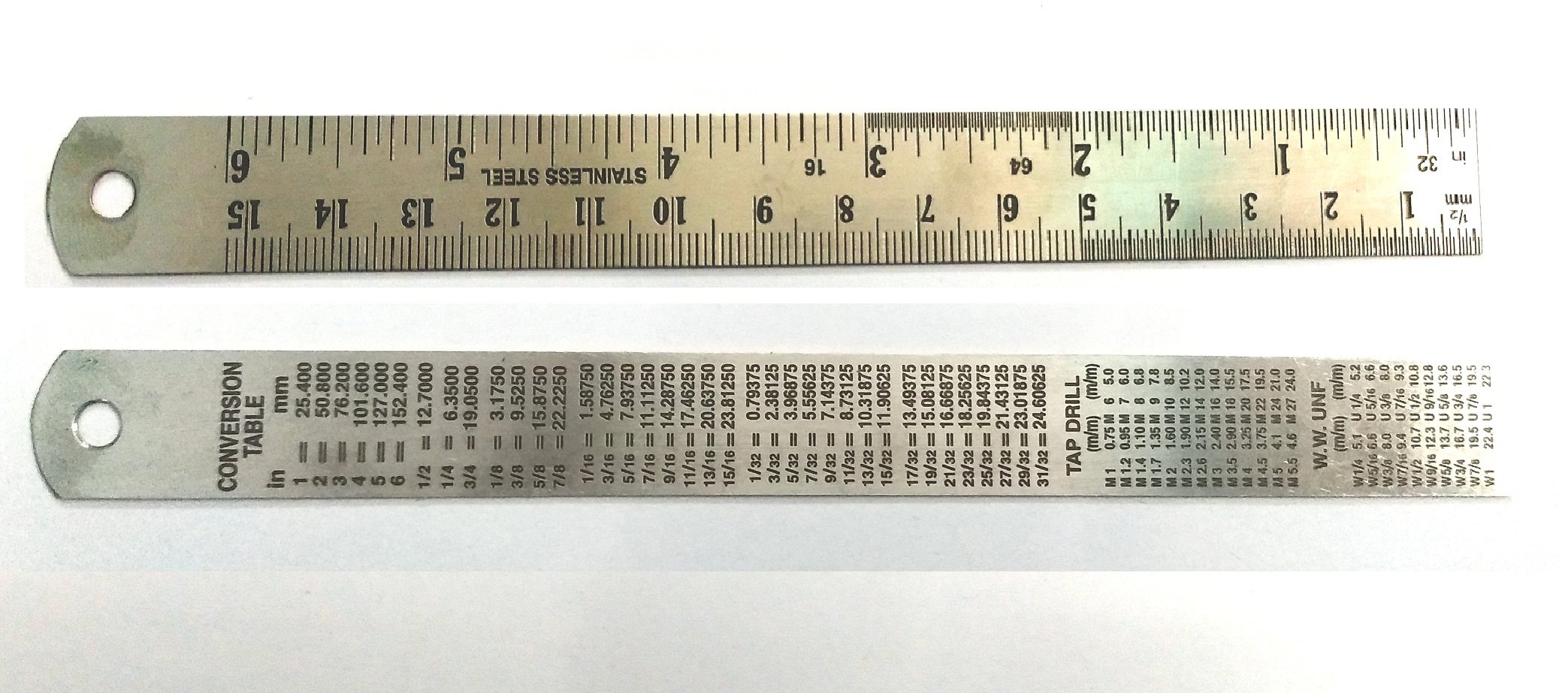 Pack Of 3 Pcs Stainless Steel Ruler 6 150 Mm Dual Side Marking With Conversion Table Amazon Com