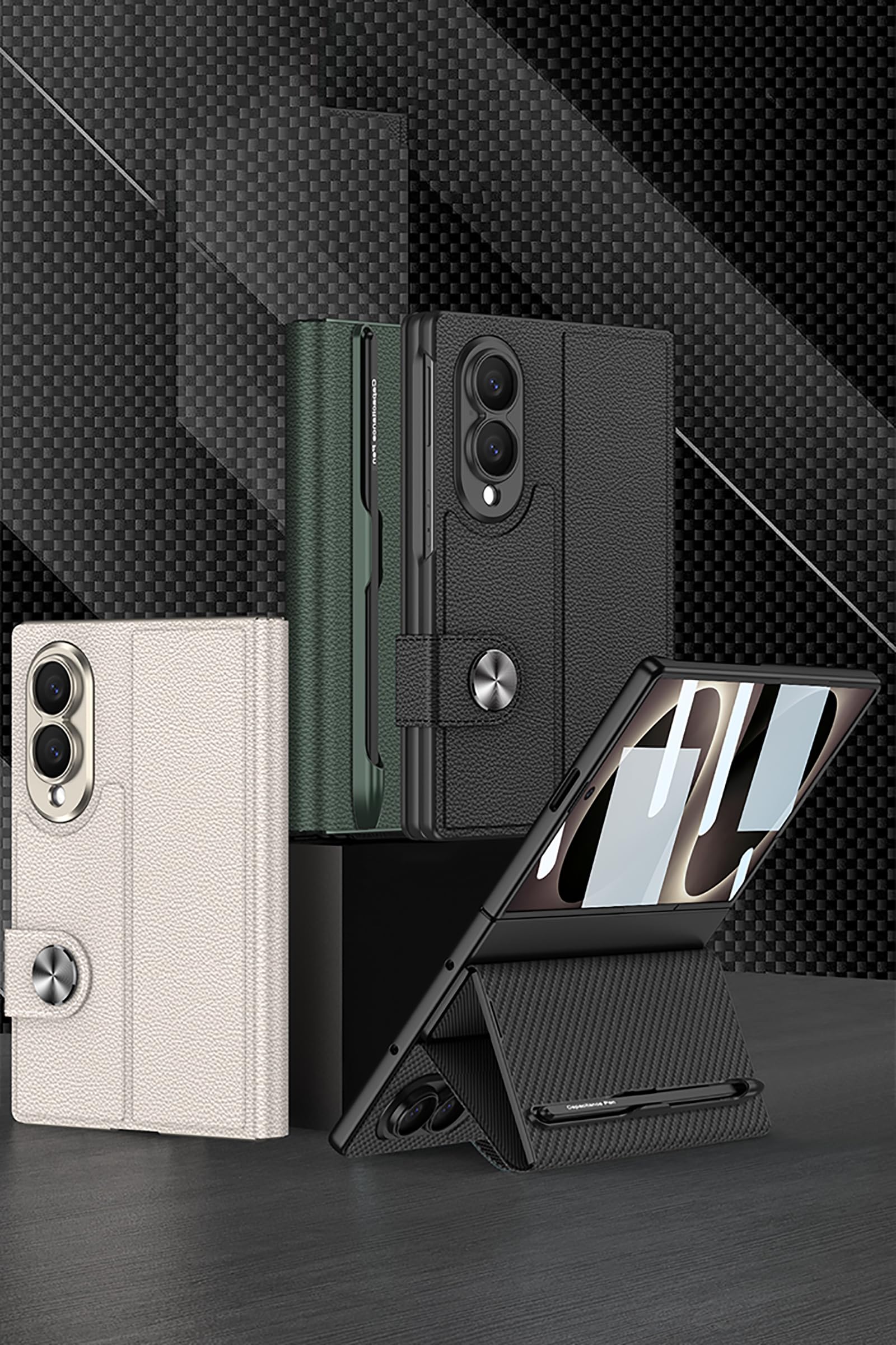 Etui z klapką do Samsung Galaxy Z Fold8 5G Smukłe skórzane etui na telefon, srebrne