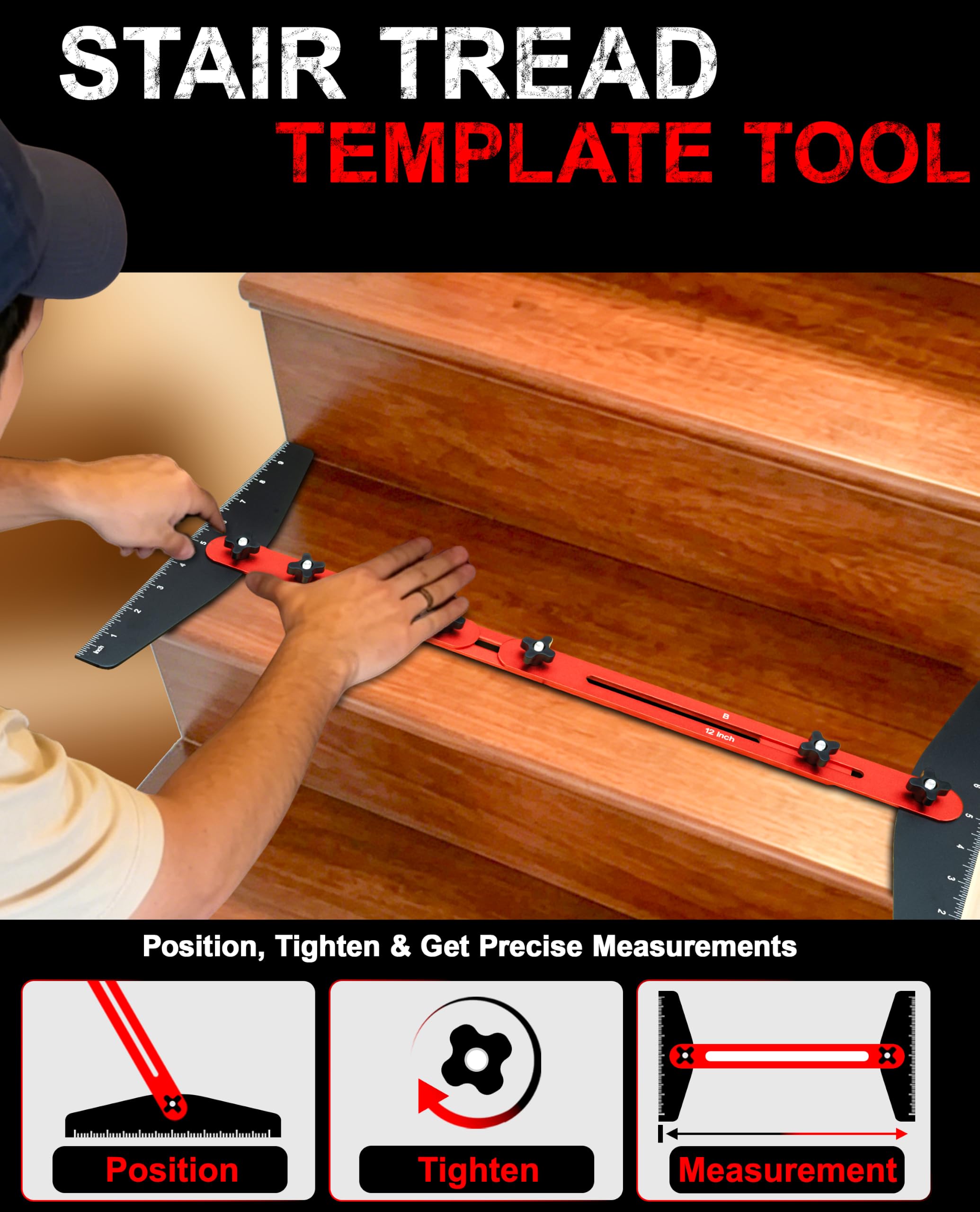 Stair Tread Template Tool - Measure 8" to 60" -2 Stair Tread Template Tool - Measure 8" to 60" -2
