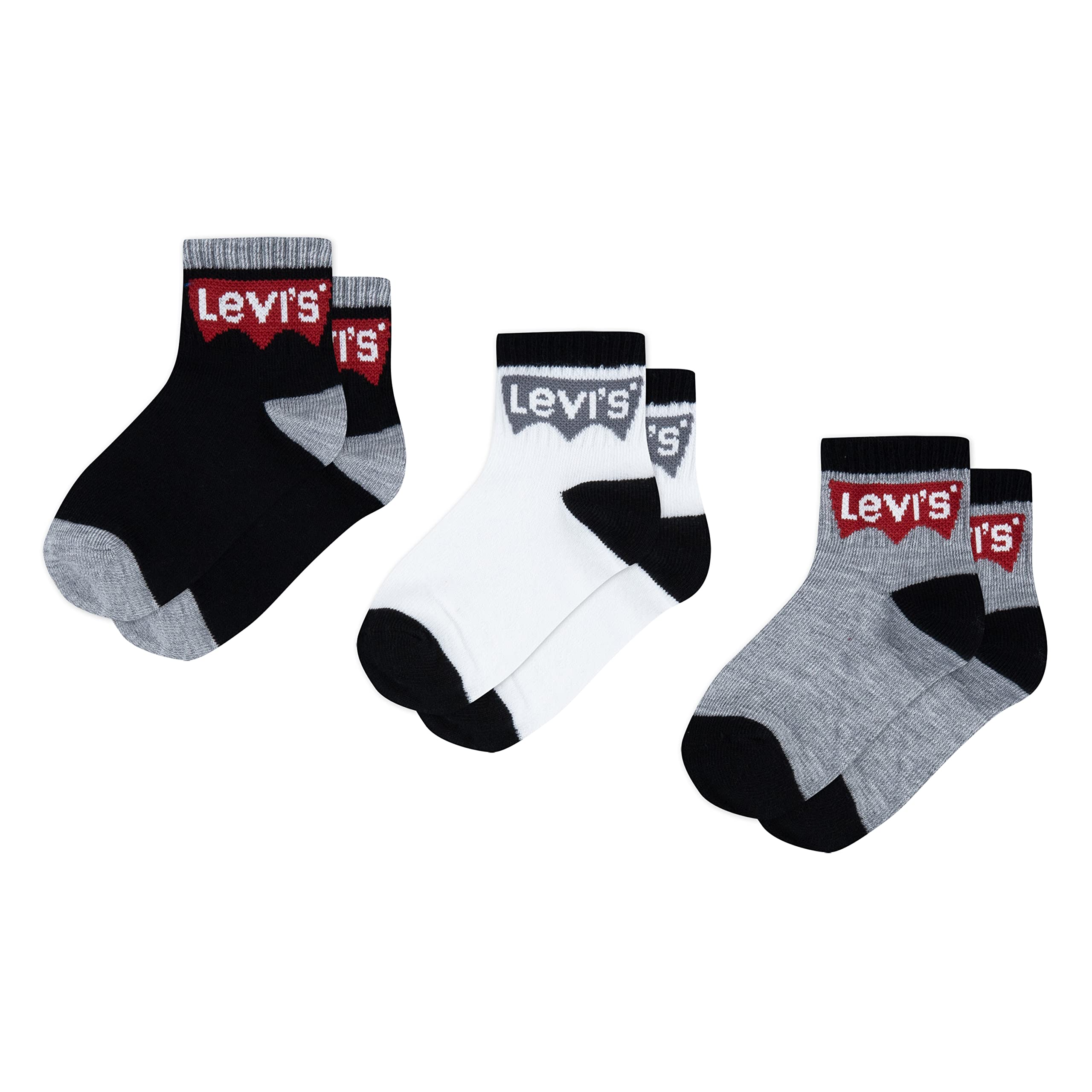 Levi's Kids Wear Unisex Toddler Black Levi's Kids Batwing Mid Cut 3 Pack Socks Set In 5 Years By Childsplay Clothing