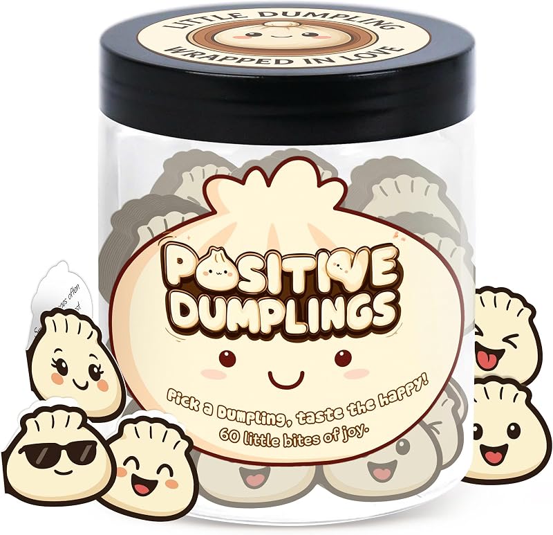 Pote decorativo Positive Dumpling DEARMINE com 60 cartões de afirmações
