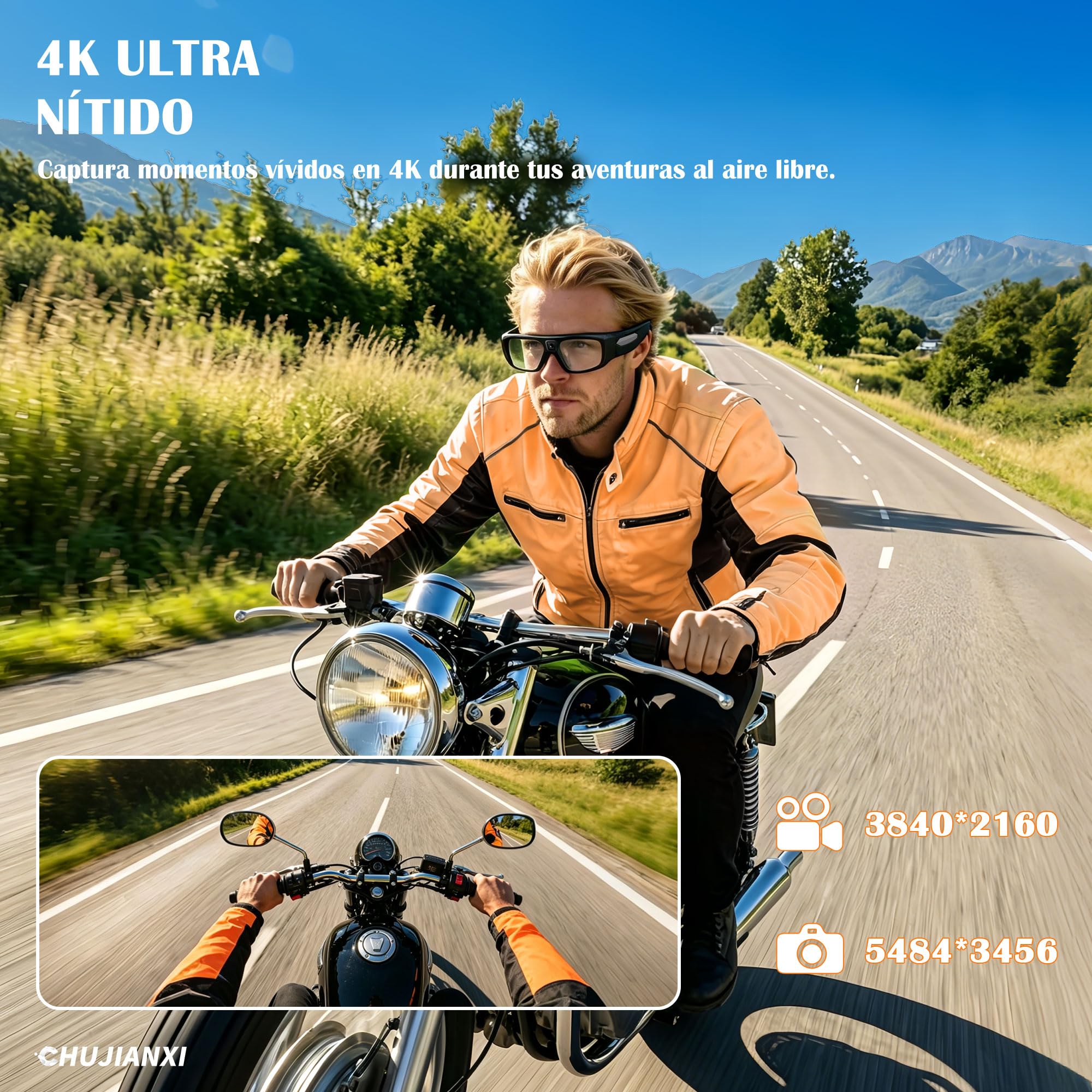 Lentes con Cámara 4K, Gafas Inteligentes para hombres y mujeres | Gafas de Sol con Protección UV400 y Vídeo para Actividades al Aire Libre, 2026 Nueva Generación gafas con cámara
