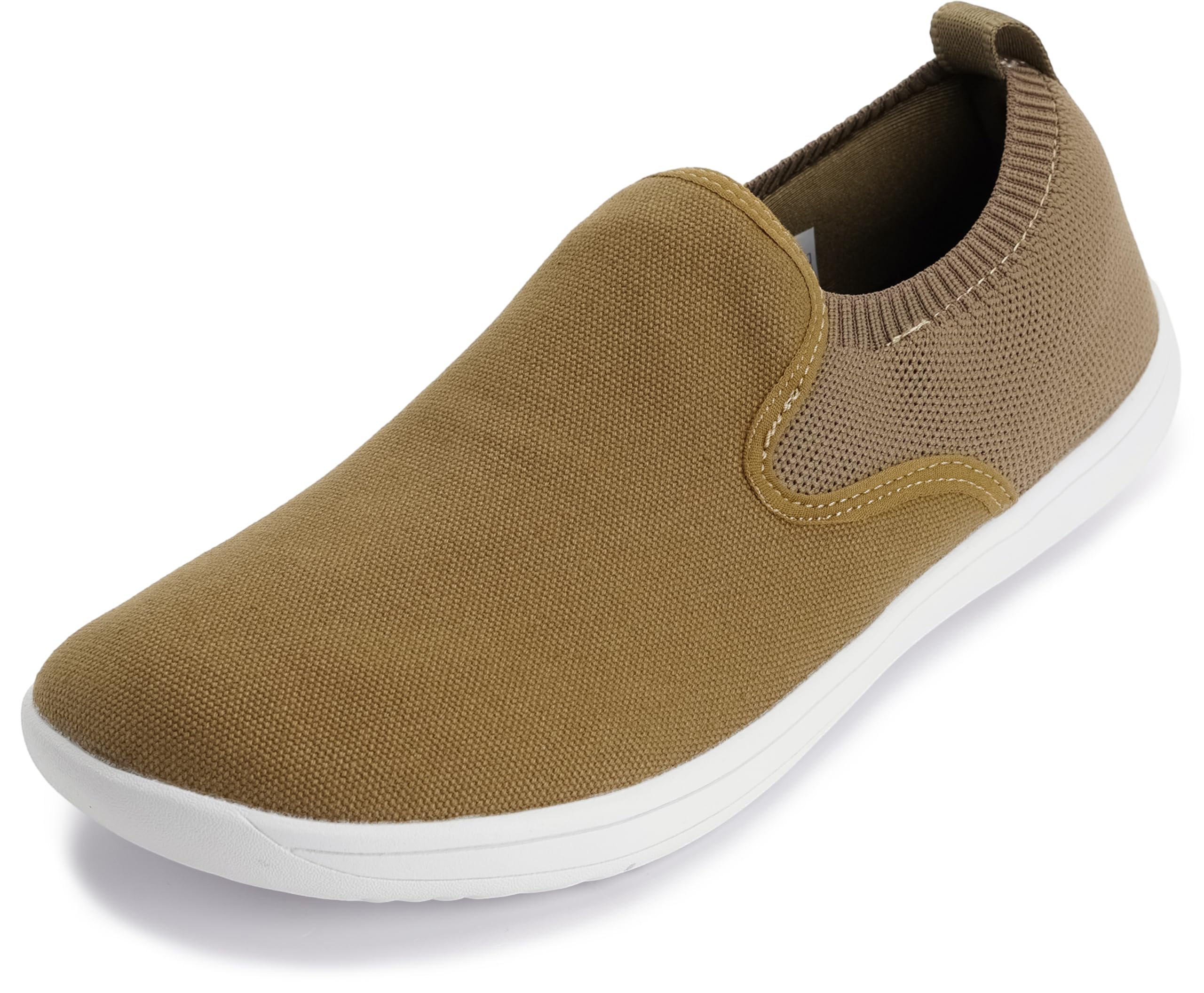 WHITIN Wide Toe Box Shoes for Men Minimalist Fashion Casual Slip on Barefoot Sneakers Minimus Size 8.5 9W Walking Khaki 42