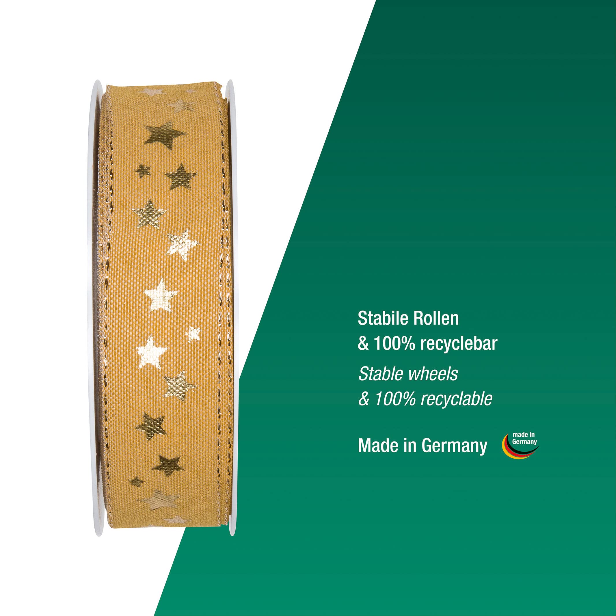 Halbach Seidenbänder 295 Christmas Polyester Honey Ribbon 25mm x 18m, 25 mm x 18 m - Image 4