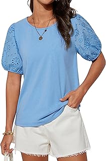 Camiseta de verano para mujer, manga corta, informal, cuello redondo, camisetas monocromáticas