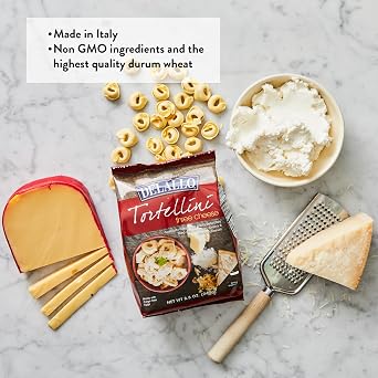 DeLallo Three Cheese Tortellini Pasta, 8.8 oz Bag, Made with Parmesan Cheese (4 Pack)