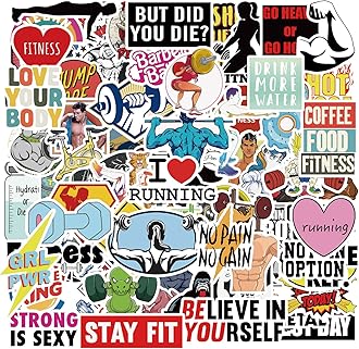 100Pcs Fitness Inspirational Slogan Stickers, Cute Gymnastics Stickers for Water Bottle Laptop Bumper Car Bike Guitar, Vinyl Waterproof Colorful Workout Decal Pack for Kids Teens Boys and Girls