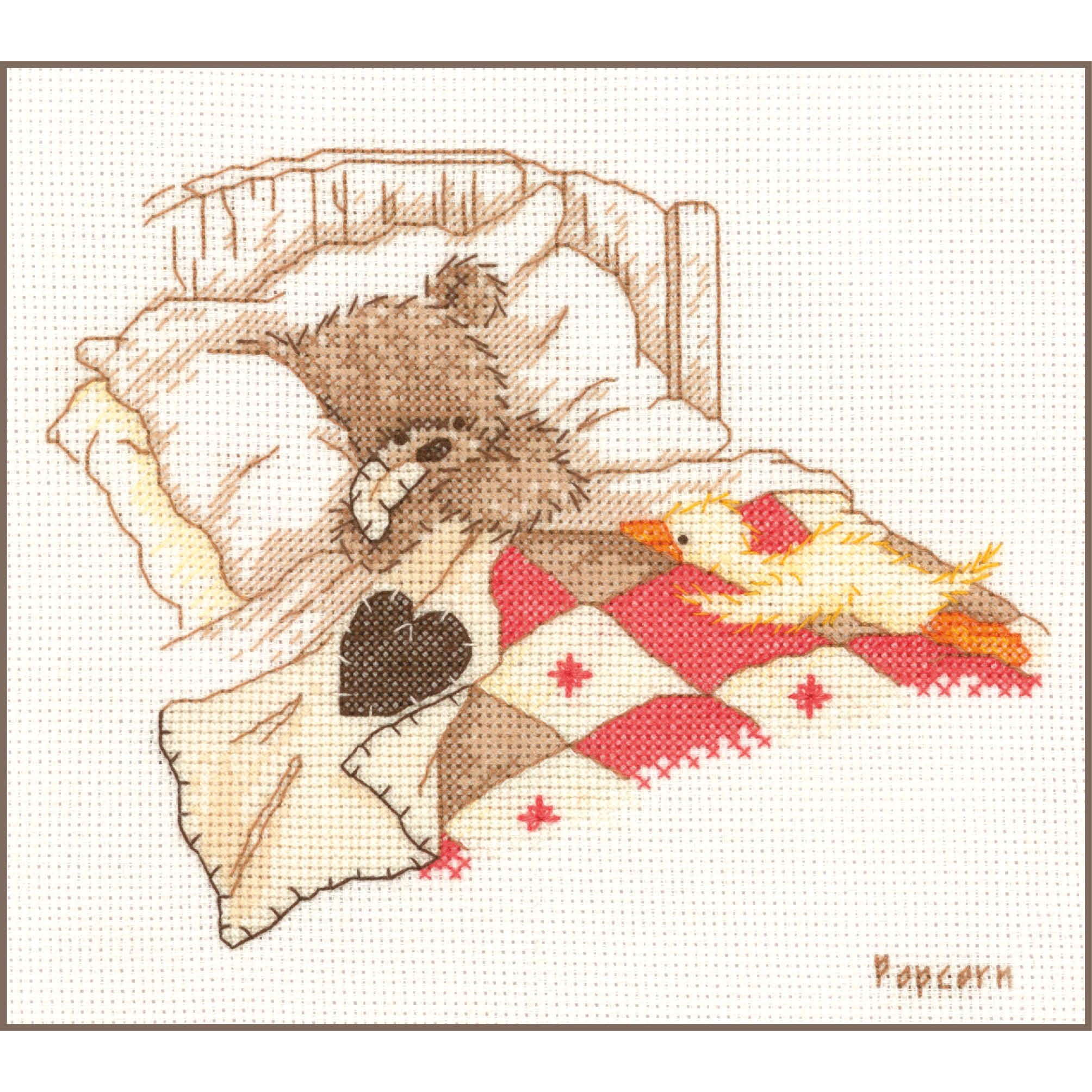 Vervaco Counted cross stitch kit Popcorn Cuddle up, DIY