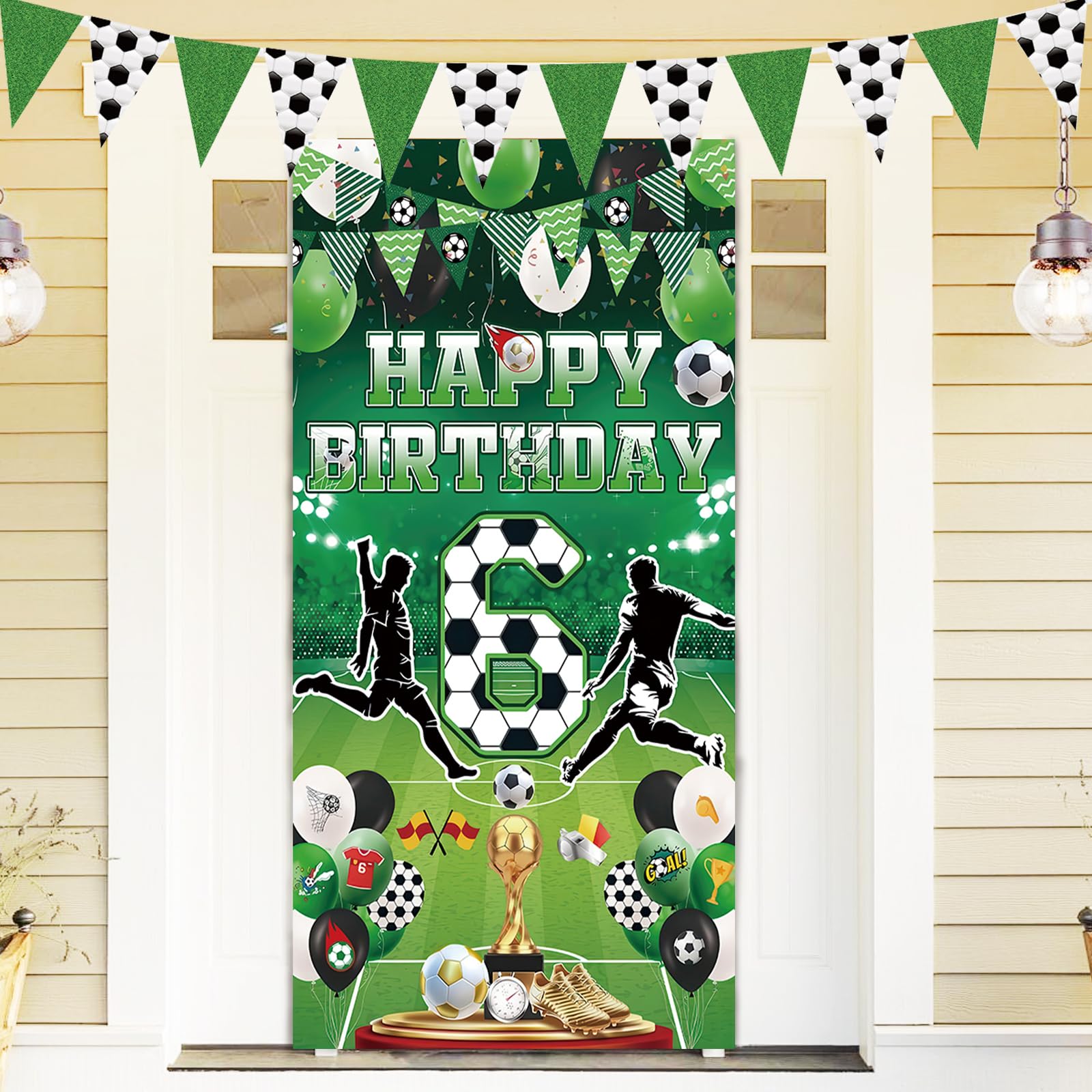 XIEXIESHER Fussball Deko 6 Geburtstag Kinder Banner, Happy B
