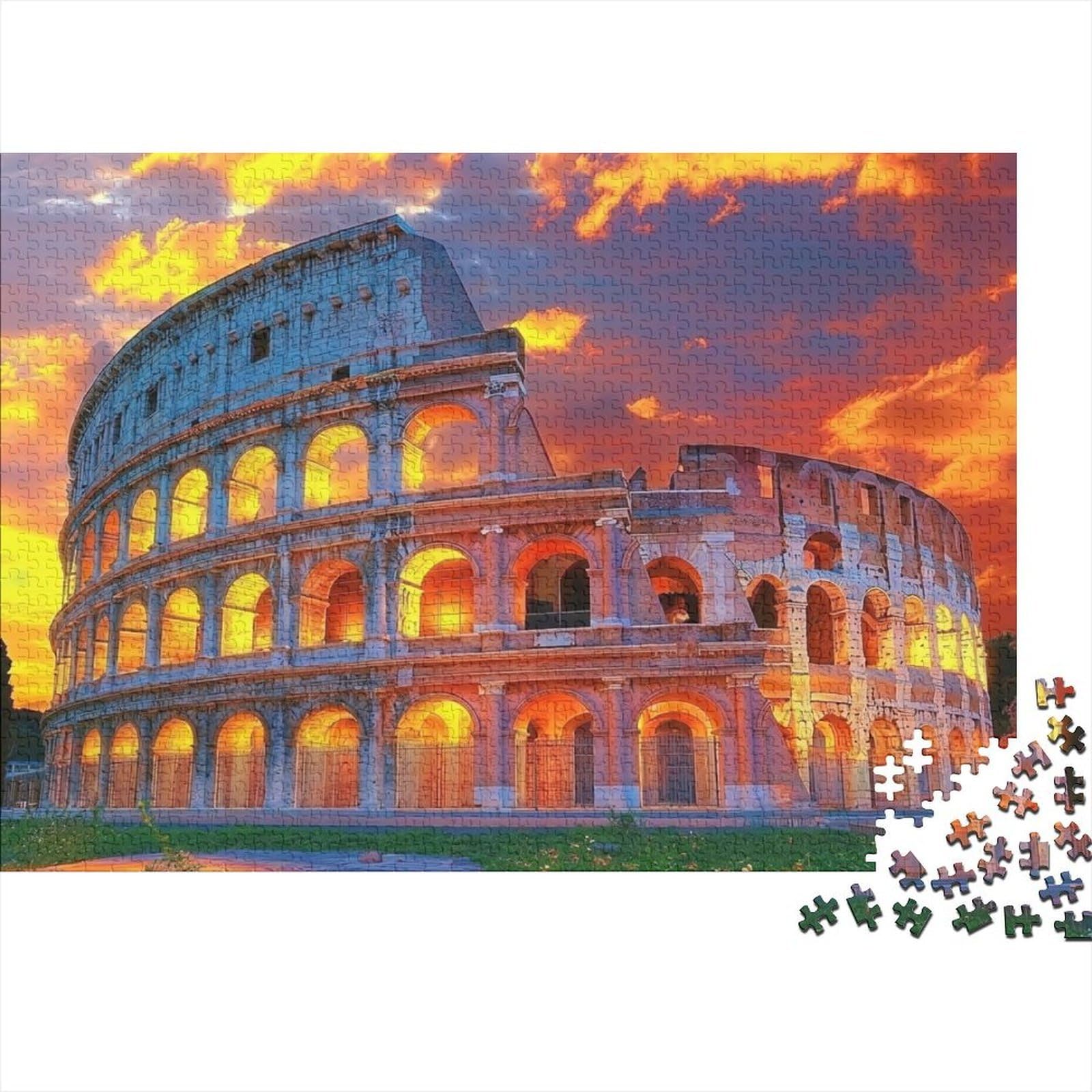 Ancient Roman Amphitheatre Jigsaw Puzzle for Adults 1000 Piece Jigsaw Puzzle Sunset Scenery Relaxing Focus Home Decor Gift 38x26cm/1000pcs
