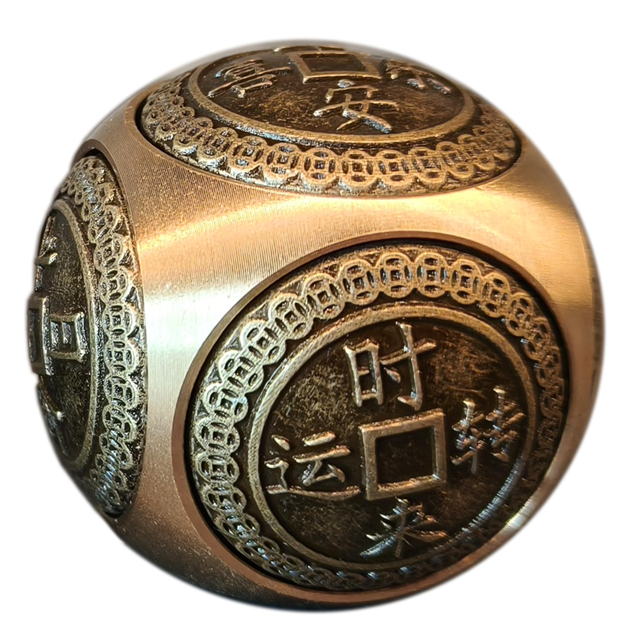 Briskfeel Brass Lucky Ball 6 Sides Rotatable Feng Shui Ornament Wealth Statue Treasure Ball Fengshui Sculpture Chinese Traditional Home Decor (F1
