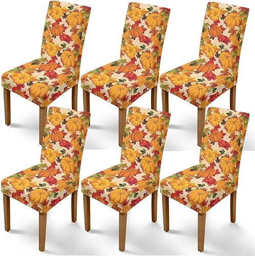 Miniatura 28 de Rnyleeg Fall Autumn Seat Covers for Dining Chairs Set of 2 Leaves Themed Stretch Dining Chair Covers Soft Comfy Chair Slipcovers for Kitchen Hoja de
