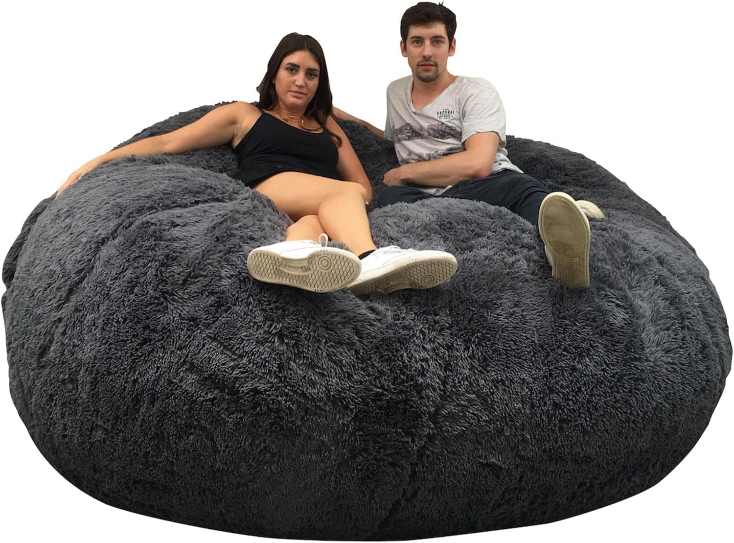 bananair - Pouf Poltrona Sacco in Velluto a Coste - Morbido e Confortevole - Imbottitura in Schiuma, Ottimo Supporto per la Schiena - Pouf Divano Gigante (100 cm, Blu