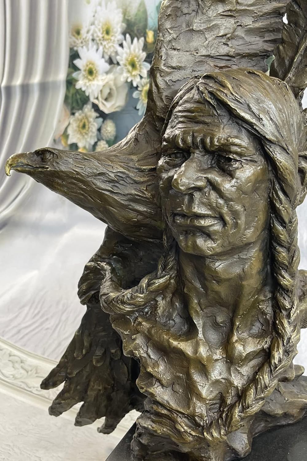 Native American Gift Indian Chief South Western Bronze Bust Sculpture Statue Art