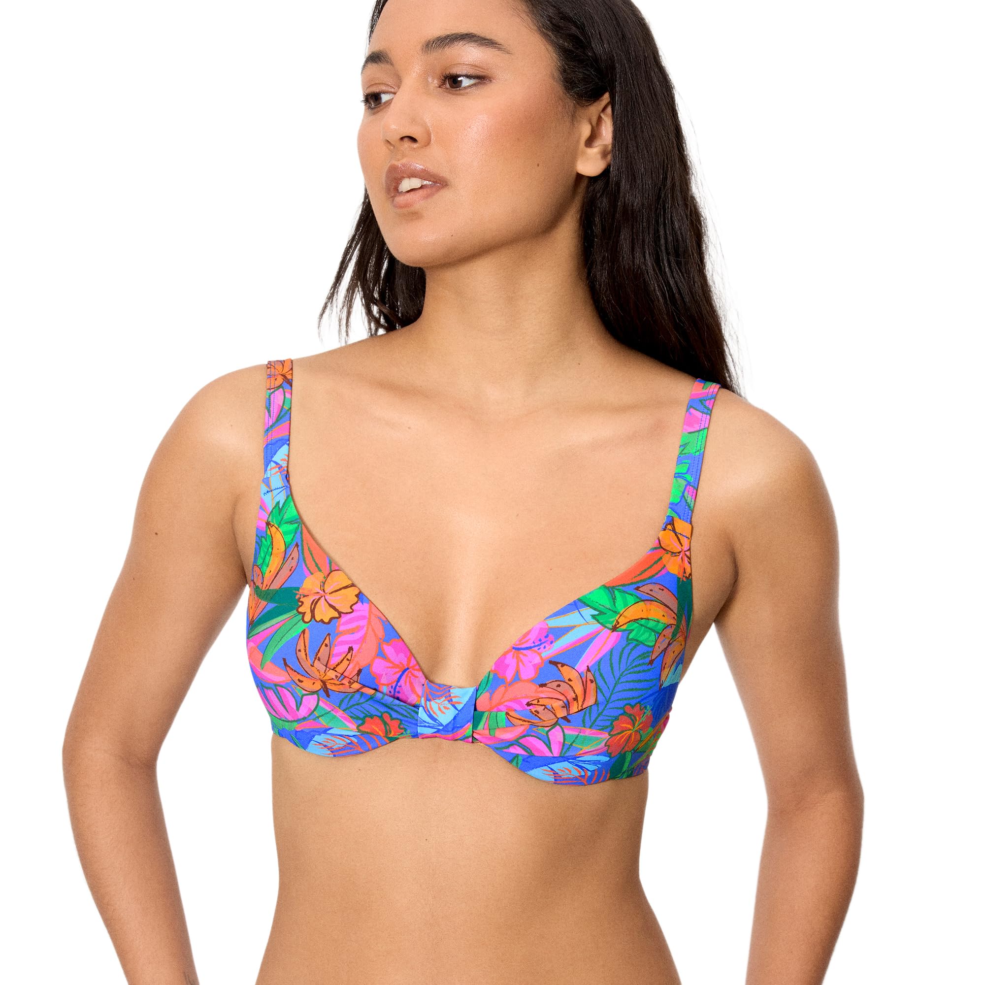 YSABEL MORA. Top Bikini Estampado Tropical Copa B. Top Bikini con Aro Y Relleno. Tirantes Anchos Regulables. Diseño Estampado. Combínalo con Braga A Juego para Look Completo .Colección Palms.