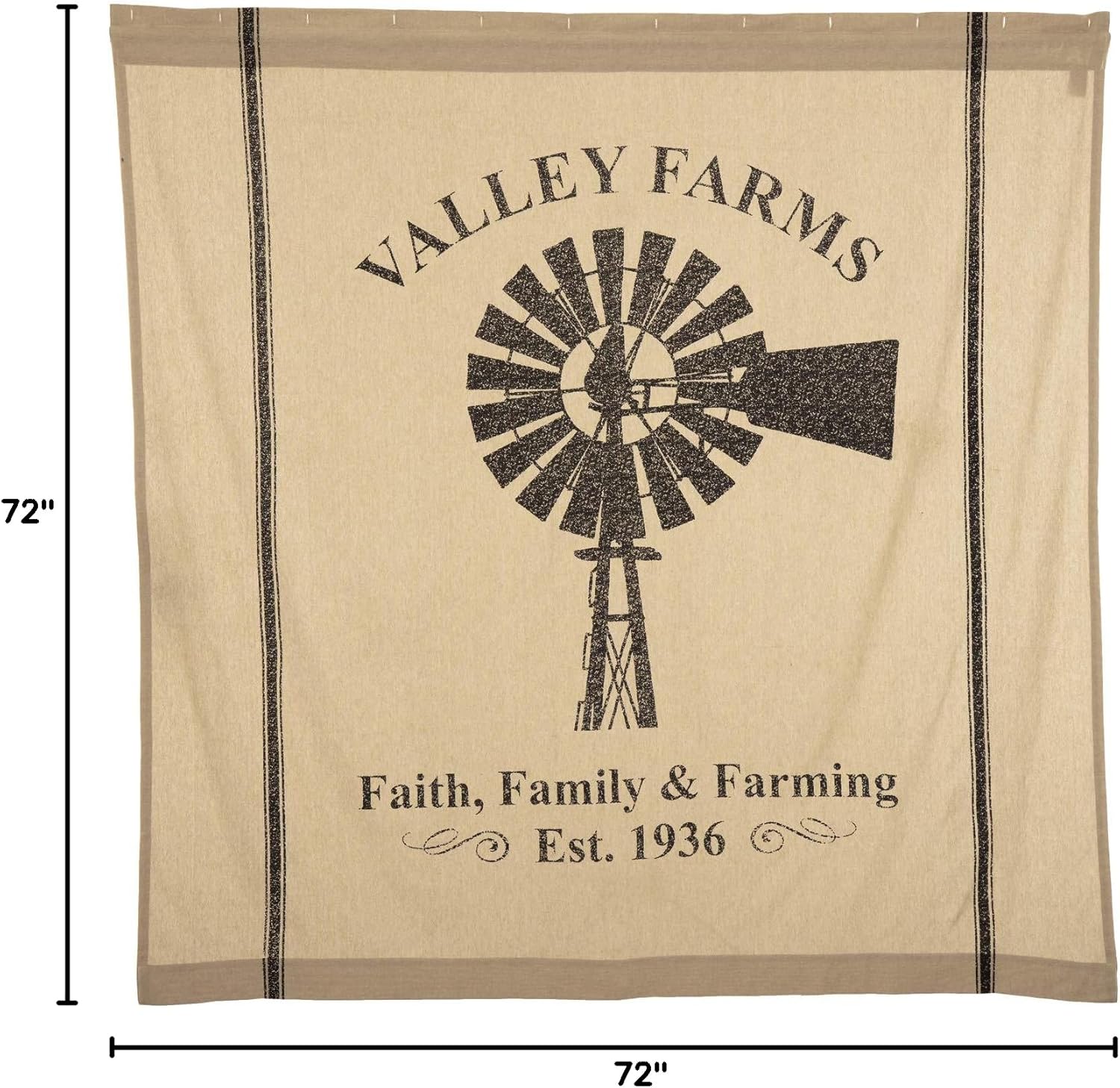 Pine Valley Quilts Valley Farms Windmill Shower Curtain 72 x 72 Faith, Family & Farming