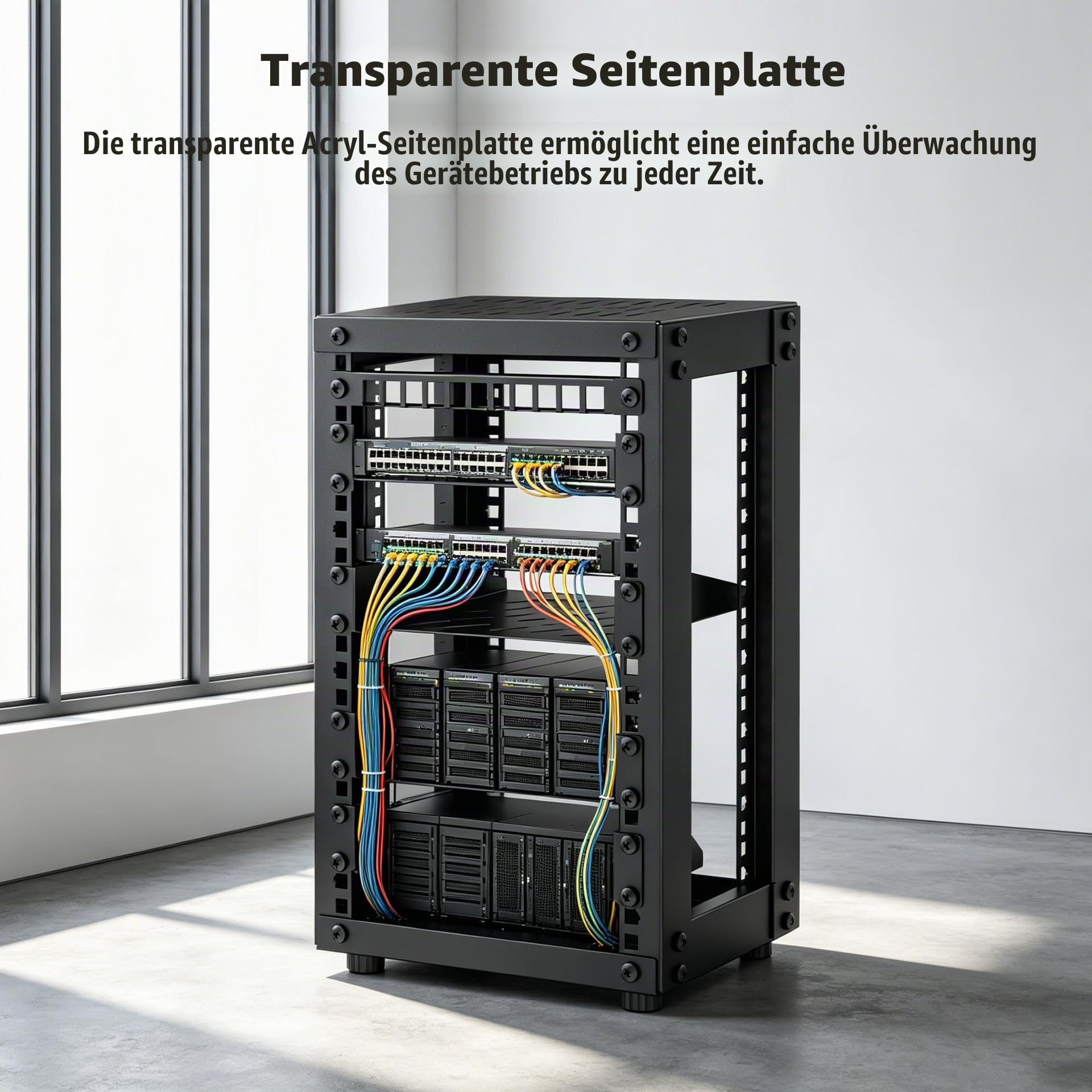 8U Serverschrank, 10 Zoll Mini Server Rack für Netzwerk, Server, A/V-Geräte und DIY-Projekte, 7,87 Zoll Tiefe, Schwarz